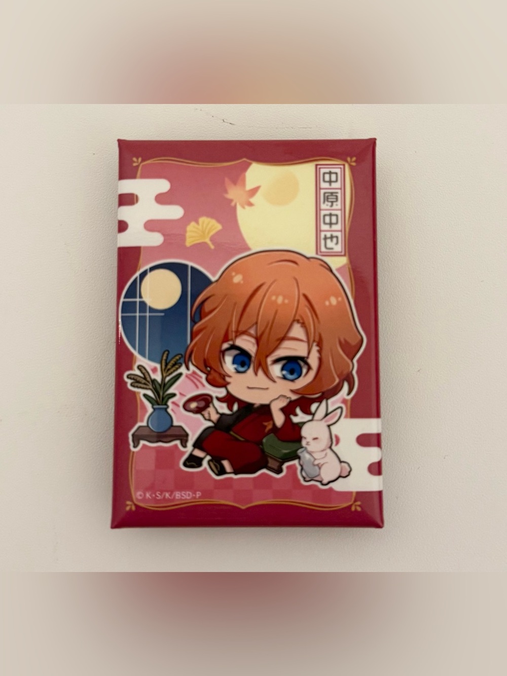 Anime official collectible bungo stray dogs chuuya badge pin with stand